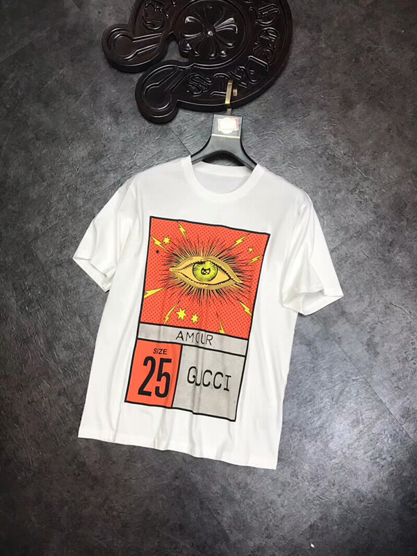 グッチスーパーコピー グッチ 2020SSハイセンス Amour Eye プリント コットン Tシャツ